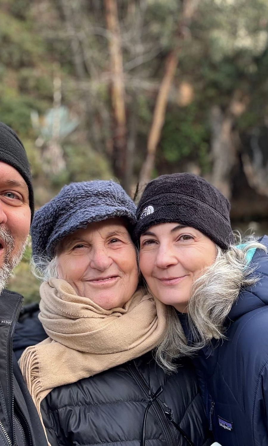 Founder of Spanish Verb Master with his wife and mother-in-law at the Nacimiento del Río Genal in Igualeja, Spain